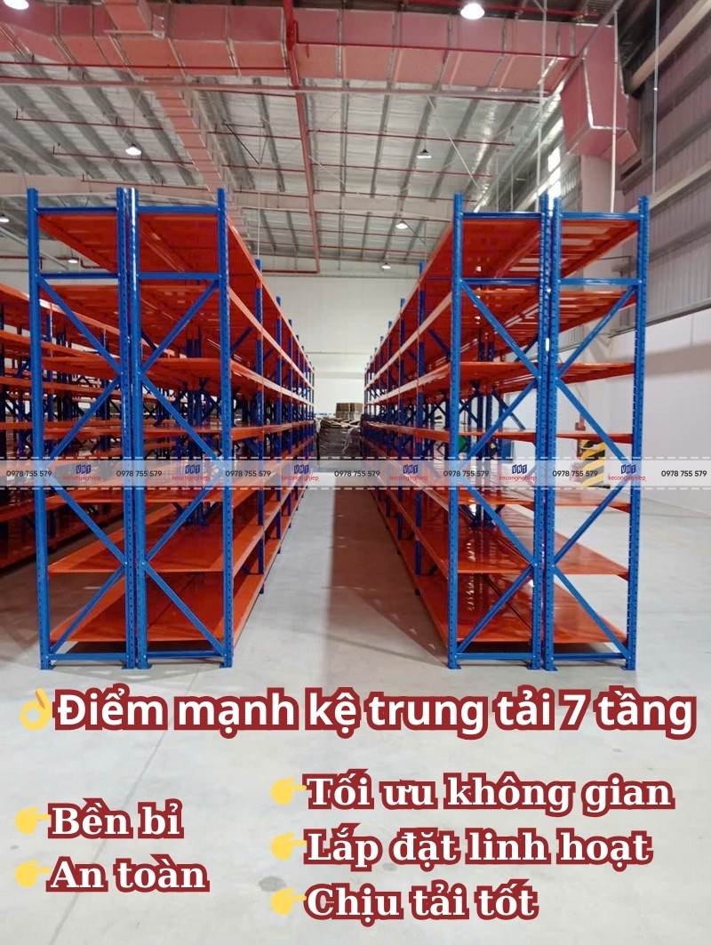 Điểm mạnh của giá kệ trung tải 7 tầng Điểm mạnh của giá kệ trung tải 7 tầng